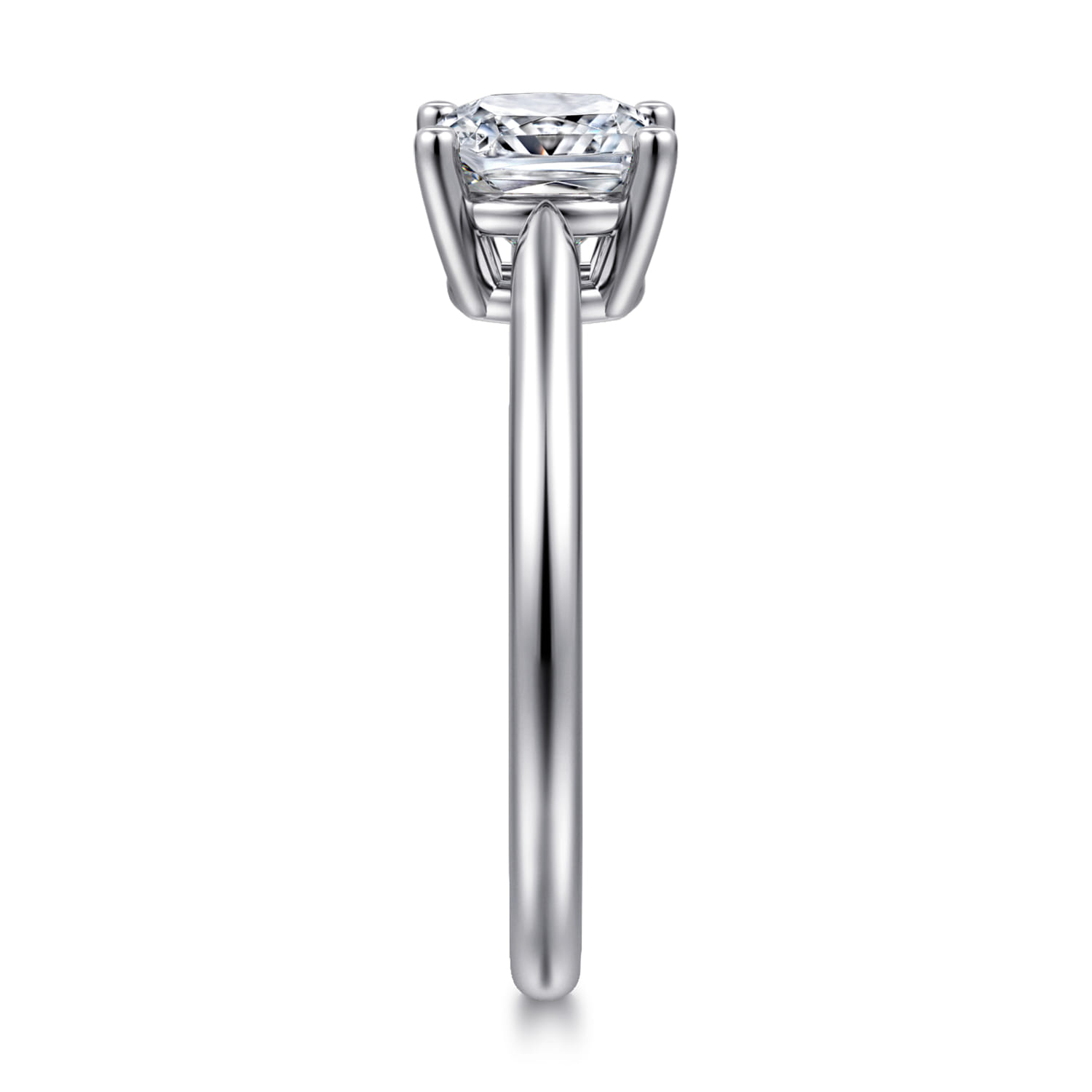 Cushion Solitaire Diamond Engagement Ring in 14K White Gold, photograph 4