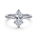 Anushka - 14K White Gold Marquise Shape Solitaire Diamond Engagement Ring