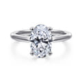 Anushka - 14K White Gold Oval Solitaire Diamond Engagement Ring