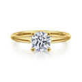 Anushka - 14K Yellow Gold Round Solitaire Diamond Engagement Ring
