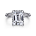 Seattle - 14K White Gold Emerald Cut Hidden Halo Diamond Engagement Ring
