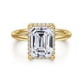 Seattle - 14K Yellow Gold Emerald Cut Hidden Halo Diamond Engagement Ring