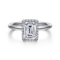 Seattle - 14K White Gold Emerald Cut Hidden Halo Diamond Engagement Ring