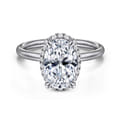 Seattle - 14K White Gold Oval Hidden Halo Diamond Engagement Ring