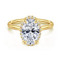 Seattle - 14K Yellow Gold Oval Hidden Halo Diamond Engagement Ring