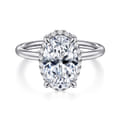 Seattle - 14K White Gold Oval Hidden Halo Diamond Engagement Ring