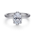 Seattle - 14K White Gold Oval Hidden Halo Diamond Engagement Ring