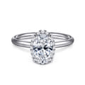 Seattle - 14K White Gold Oval Hidden Halo Diamond Engagement Ring