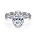 Seattle - 14K White Gold Oval Hidden Halo Diamond Engagement Ring