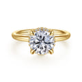 Seattle - 14K Yellow Gold Round Hidden Halo Diamond Engagement Ring