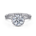 Seattle - 14K White Gold Round Hidden Halo Diamond Engagement Ring