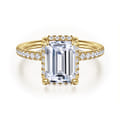 Suede - 14K Yellow Gold Emerald Cut Hidden Halo Diamond Engagement Ring