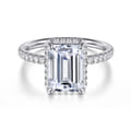 Suede - 14K White Gold Emerald Cut Hidden Halo Diamond Engagement Ring