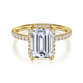 Suede - 14K Yellow Gold Emerald Cut Hidden Halo Diamond Engagement Ring
