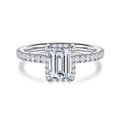 Suede - 14K White Gold Emerald Cut Hidden Halo Diamond Engagement Ring