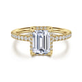Suede - 14K Yellow Gold Emerald Cut Hidden Halo Diamond Engagement Ring