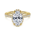 Suede - 14K Yellow Gold Oval Hidden Halo Diamond Engagement Ring