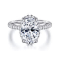 Suede - 14K White Gold Oval Hidden Halo Diamond Engagement Ring
