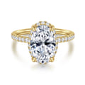 Suede - 14K Yellow Gold Oval Hidden Halo Diamond Engagement Ring