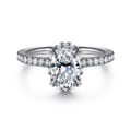 Suede - 14K White Gold Oval Hidden Halo Diamond Engagement Ring