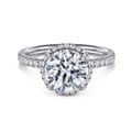 Suede - 14K White Gold Round Hidden Halo Diamond Engagement Ring