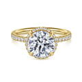 Suede - 14K Yellow Gold Round Hidden Halo Diamond Engagement Ring
