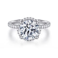 Suede - 14K White Gold Round Hidden Halo Diamond Engagement Ring