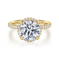 Suede - 14K Yellow Gold Round Hidden Halo Diamond Engagement Ring
