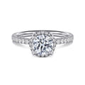 Suede - 14K White Gold Round Hidden Halo Diamond Engagement Ring