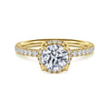 Suede - 14K Yellow Gold Round Hidden Halo Diamond Engagement Ring