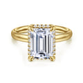 Symphony - 14K Yellow Gold Emerald Cut Hidden Halo Diamond Engagement Ring