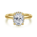 Symphony - 14K Yellow Gold Elongated Cushion Hidden Halo Diamond Engagement Ring