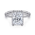 Symphony - 14K White Gold Radiant Cut Hidden Halo Diamond Engagement Ring