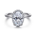 Symphony - 14K White Gold Oval Hidden Halo Diamond Engagement Ring