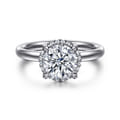 Symphony - 14K White Gold Round Hidden Halo Diamond Engagement Ring
