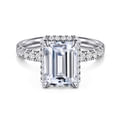 Talisa - 14K White Gold Emerald Cut Hidden Halo Diamond Engagement Ring