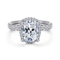 Talisa - 14K White Gold Elongated Cushion Hidden Halo Diamond Engagement Ring