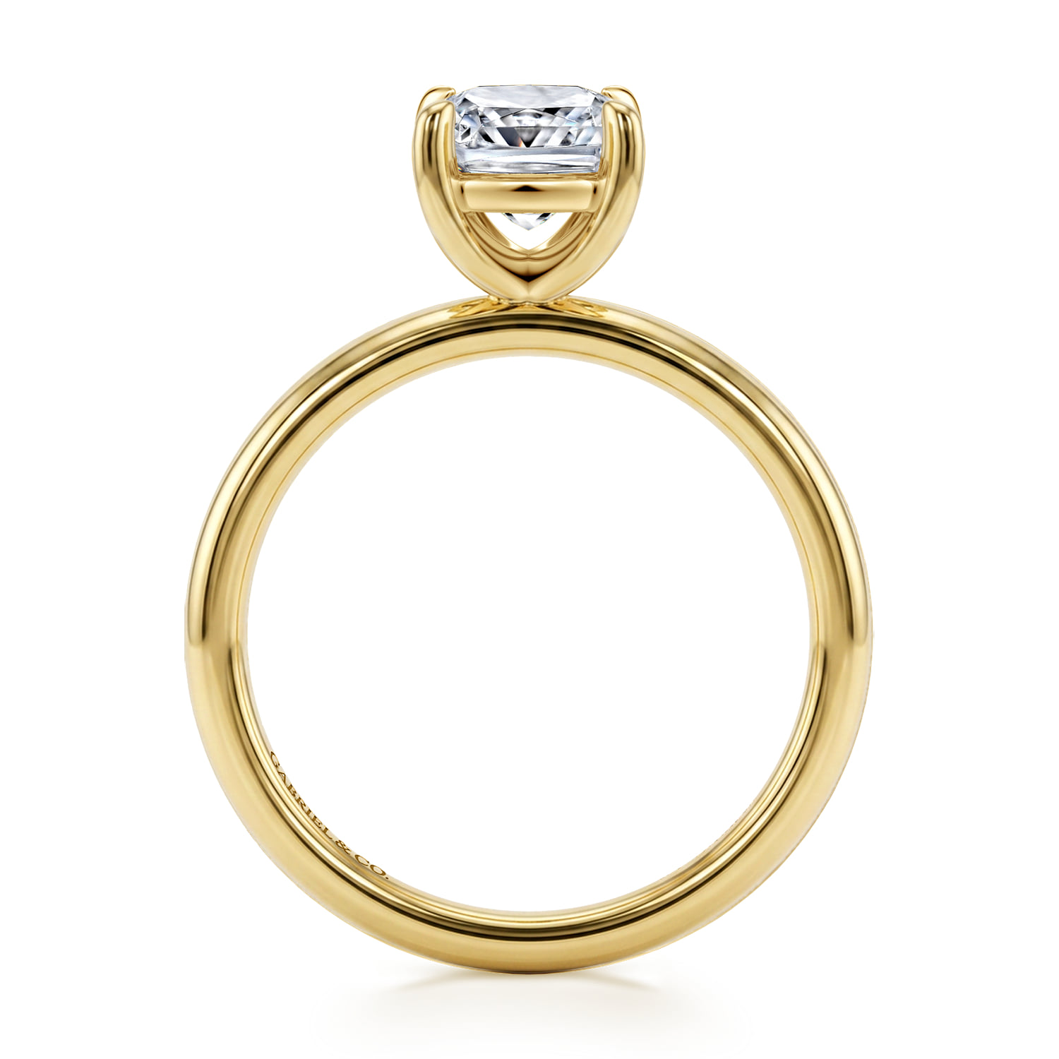 Cushion Solitaire Diamond Engagement Ring in 14K Yellow Gold, photograph 2