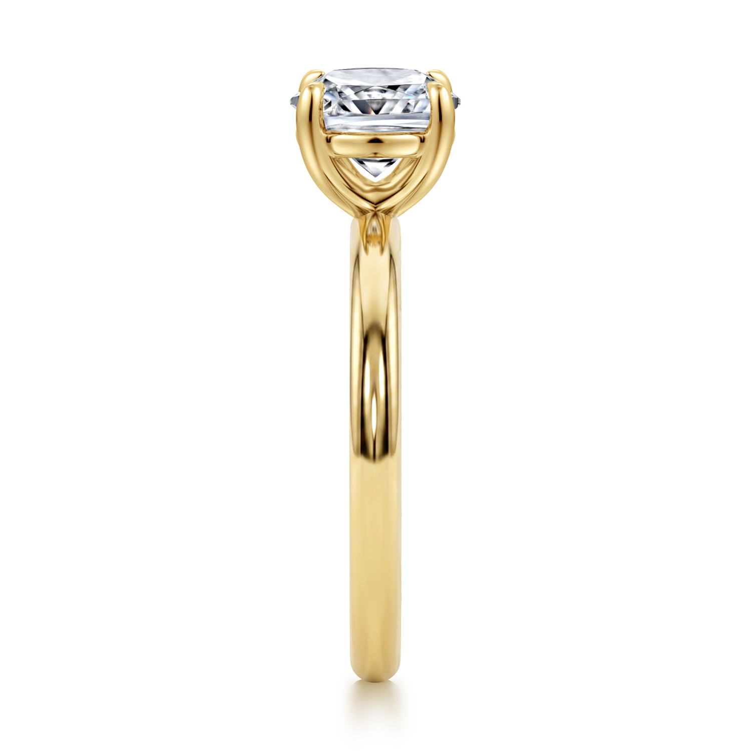 Cushion Solitaire Diamond Engagement Ring in 14K Yellow Gold, photograph 4