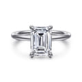 Tiana - 14K White Gold Emerald Cut Solitaire Diamond Engagement Ring