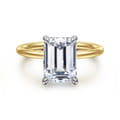 Tiana - 14K White-Yellow Gold Emerald Cut Solitaire Diamond Engagement Ring