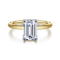 Tiana - 14K Yellow-White Gold Emerald Cut Solitaire Diamond Engagement Ring