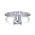 Tiana - 14K White Gold Emerald Cut Solitaire Diamond Engagement Ring