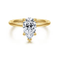 Tiana - 14K Yellow Gold Pear Shape Solitaire Diamond Engagement Ring