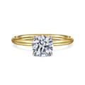 Tiana - 14K Yellow-White Gold Round Solitaire Diamond Engagement Ring