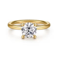 Tiana - 14K Yellow Gold Round Solitaire Diamond Engagement Ring