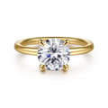 Tiana - 14K Yellow Gold Round Solitaire Diamond Engagement Ring