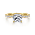 Twain - 14K Yellow Gold Cushion Cut Diamond Engagement Ring