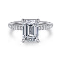 Twain - 14K White Gold Emerald Cut Diamond Engagement Ring