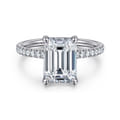 Twain - 14K White Gold Emerald Cut Diamond Engagement Ring